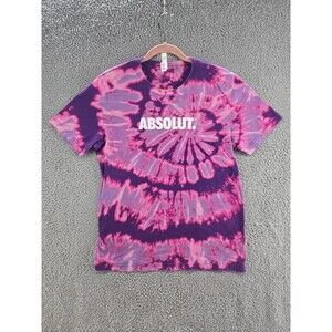 Absolut Vodka Shirt Mens L Short Sleeve Tie Dye Pink Purple Festival Graphic Tee